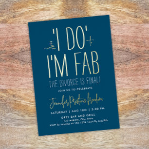 Stilvolle Blaue Scheidung Break up Free Party Fabu Folieneinladung