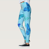 Stilvolle blaue Schmetterlingsdrucke Leggings - ko (Links)