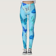Stilvolle blaue Schmetterlingsdrucke Leggings - ko