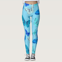Stilvolle blaue Schmetterlingsdrucke Leggings - ko