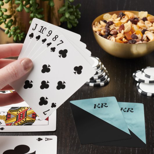 Stilvolle, blaue Schwarz-Monogramm Spielkarten (In Situ)