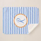 Stilvolle blaue Streifen R Monogram-Gewindesteigun Sherpadecke (Vorderseite (Horizontal))