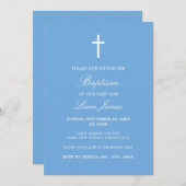 Stilvolle Blaue Traditionelle Taufe Einladung (Vorne/Hinten)