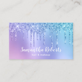 Stilvolle blaue und lila Glitzer Tropfen Haar & Ma Visitenkarte