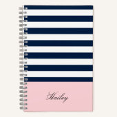 Stilvolle blaue und weiße Streifen Notizblock (Vorderseite)