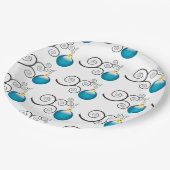 Stilvolle Blaue Weihnachtsdekoration Muster Pappteller (Schrägansicht)