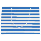 Stilvolle blaue weiße gestreifte große geschenktüte (Vorderseite)