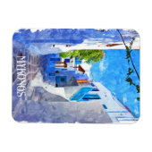 Stilvolle Blaue Weiße Mykonos Griechenland Wasserf Magnet (Horizontal)