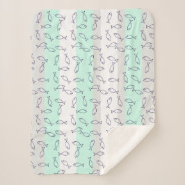 Stilvolle Blauer Fisch-Muster Sea Theme Throw Blan Sherpadecke