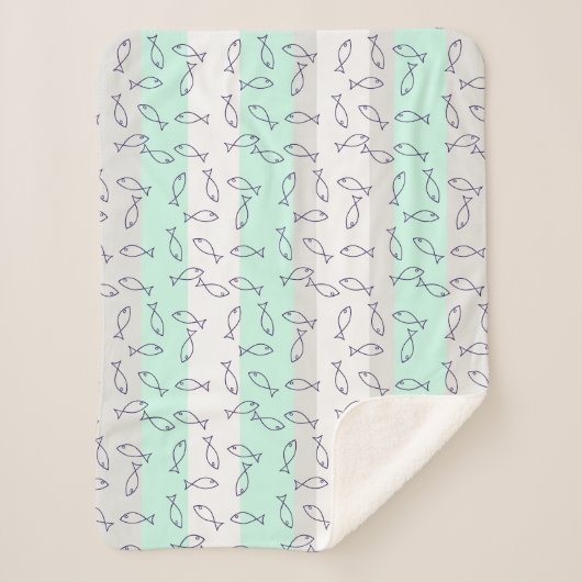 Stilvolle Blauer Fisch-Muster Sea Theme Throw Blan Sherpadecke (Vorderseite)