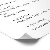 Stilvolle Blauschmetterlinge Hochzeit Drinks Menü  Poster (Ecke)