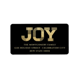Stilvolle Block Schriftart Gold Glitzer Joy Modern Adressaufkleber