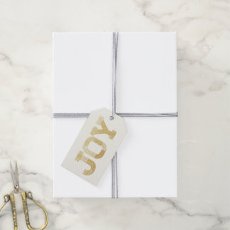 Stilvolle Block Schriftart Gold Glitzer Joy Modern Geschenkanhänger