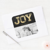Stilvolle Block Schriftart Gold Glitzer Joy Modern Quadratischer Aufkleber (Umschlag)