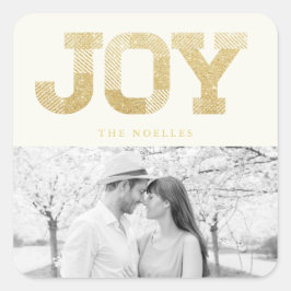 Stilvolle Block Schriftart Gold Glitzer Joy Modern Quadratischer Aufkleber