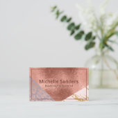 Stilvolle Blockmarble Damask Rose Gold Foil Visitenkarte (Stehend Vorderseite)
