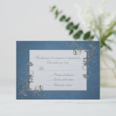 Stilvolle Blue and Silver RSVP Cards Karte (Stehend Vorderseite)
