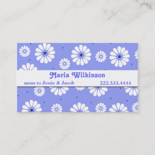 Stilvolle Blue and White Daisy Mommy Card Telefonnummerkarte