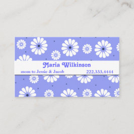 Stilvolle Blue and White Daisy Mommy Card Telefonnummerkarte