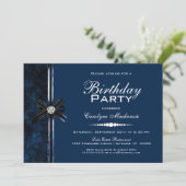 Stilvolle Blue Birthday Party Einladung (Stehend Vorderseite)