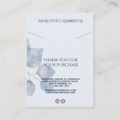 Stilvolle Blue Botanical Necklace Display Visitenkarte (Rückseite)