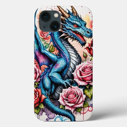 Stilvolle Blue Dragon Phone Case mit lebendiger Ro (Rückseite)