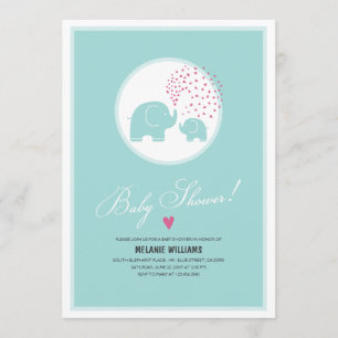 Stilvolle Blue Elephants Baby Dusche Einladung