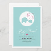 Stilvolle Blue Elephants Baby Dusche Einladung (Vorne/Hinten)