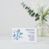 Stilvolle Blue Floral Business Card Vorlage . Visitenkarte (Stehend Vorderseite)