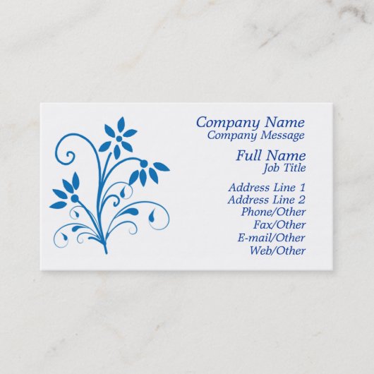 Stilvolle Blue Floral Business Card Vorlage . Visitenkarte (Vorderseite)