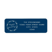 Stilvolle Blue Floral Happy Holidays Rücksendeadre (Vorne)