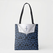 Stilvolle Blue Floral Mit Monogramm Tote Bag Tasche (Vorderseite)