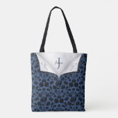 Stilvolle Blue Floral Mit Monogramm Tote Bag Tasche (Rückseite)