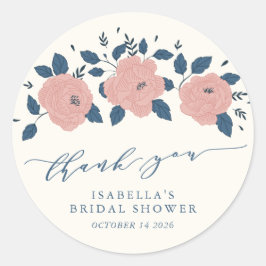 Stilvolle Blue Garden Blume Personalisiert Danke Runder Aufkleber