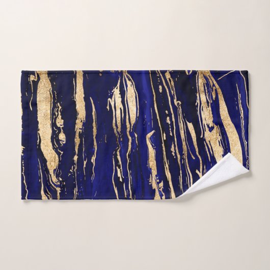 Stilvolle Blue Gold Abstrakt Marble Badhandtuch Set (Handtuch)