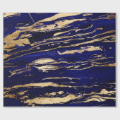 Stilvolle Blue Gold Abstrakt Marble Geschenkpapier (Flach)