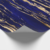 Stilvolle Blue Gold Abstrakt Marble Geschenkpapier (Ecke)