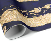 Stilvolle Blue Gold Abstrakt Marble Geschenkpapier (Rolleneckpunkt)