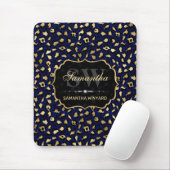Stilvolle Blue & Gold Foil Leopard Spots Monogram Mousepad (Mit Mouse)