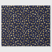 Stilvolle Blue & Gold Foil Leopard Spots Safari Geschenkpapier (Flach)