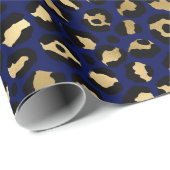 Stilvolle Blue & Gold Foil Leopard Spots Safari Geschenkpapier (Rolleneckpunkt)