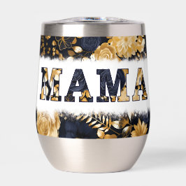 Stilvolle Blue Gold Stainless Steel Floral MAMA