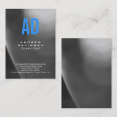 Stilvolle Blue Gray Muster Monogram Business Card Visitenkarte (Vorne/Hinten)