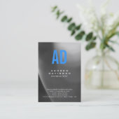 Stilvolle Blue Gray Muster Monogram Business Card Visitenkarte (Stehend Vorderseite)
