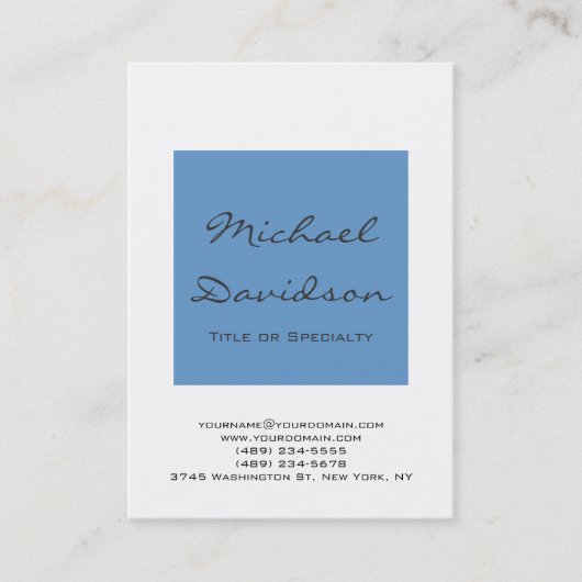 Stilvolle Blue Gray Script White Business Card Visitenkarte (Vorderseite)