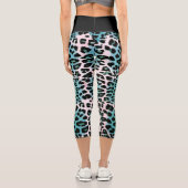 Stilvolle Blue Leopard Animal Print Women's Capri Leggings (Rückseite)
