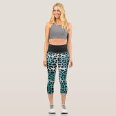 Stilvolle Blue Leopard Animal Print Women's Capri Leggings (Vorderseite)