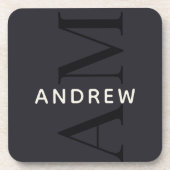 Stilvolle Blue Monogram mit Name Getränkeuntersetzer (Vorderseite)