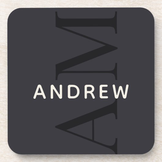 Stilvolle Blue Monogram mit Name Getränkeuntersetzer (Vorderseite)