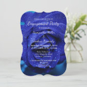 Stilvolle Blue Rose Verlobung Einladung (Stehend Vorderseite)